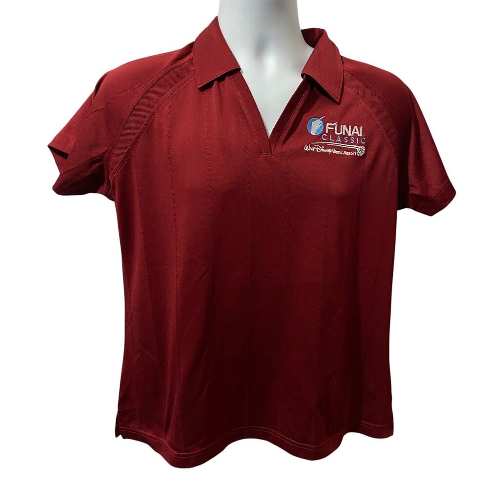 Women's Greg Norman Red Golf Polo Large Disney World Funai Classic embroidery